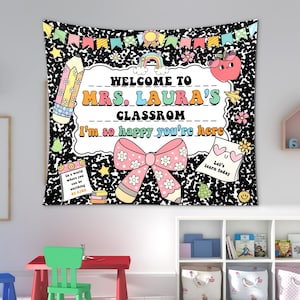 Personalized name Composition Notebook Classroom, Custom Teacher Classroom Welcome Banner, Back to School Wall, First Day of School decor