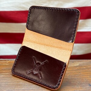 Full Grain Leather Folding Bifold Minimalist Mens Slim Card Cash Wallet Pilot Gift