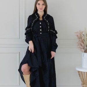 BLACK FORMAL Loose Fitting DRESS, Elegant Long Sleeve and Fashionable Unique Maxi Dress for Gift