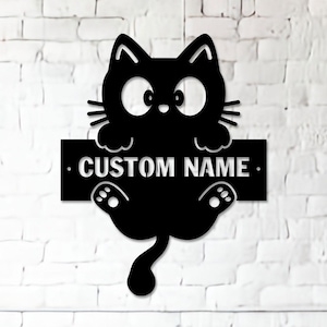 Custom Cat Metal Sign, Personalized Kitten Name Sign, Cute Pet Wall Art, Cat Lover Gift, Animal Decor for Kids Room, Metal Decor for Room