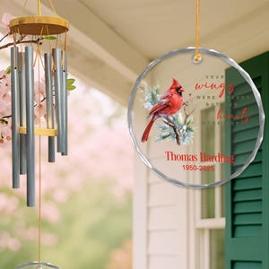 Personalized Cardinal Memorial Wind Chime, Sympathy Gift