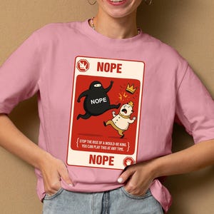 Camiseta "Nope Card", camiseta engraçada "Rei Rejeitado", camiseta "Sem Reis na América", camiseta com estampa patriótica, camiseta do 4 de julho, camiseta da Declaração da Liberdade