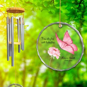 Custom Butterfly Memorial Wind Chime, Personalized Remembrance Ornament Gift for Loss of Loved One, Sympathy Garden Decor, Loss of Loved One