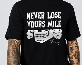 Never Lose Your Mile Motivation Shirt, Skeleton Inspirational Tee, Custom Name Positive Vibe Apparel, Gift for Friend, Motivational Gift