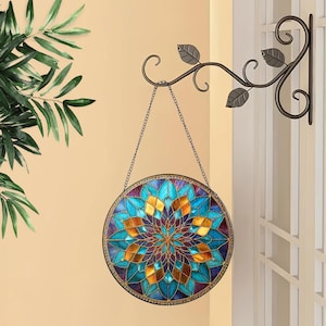 Teal & Gold Mandala Suncatcher, Boho Window Hanging bild 6