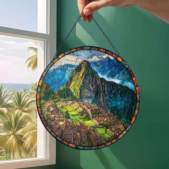 Machu Picchu Suncatcher, Peru Landscape Acrylic Window Art