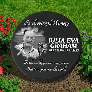 Custom Photo Garden Stone, Memorial for Dad, Personalized Memorial Stone, Slate for Loved Ones, Stone Grave Marker, Keepsake Slate