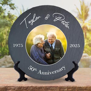 Personalized 50th Anniversary Gift Garden Stone, Custom Photo Keepsake, Wedding Celebration Slate, Couple Name Memory Decor, Keepsake Rock