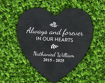 Personalized Heart Slate Memorial Garden Stone, Sympathy Gift