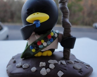 hiking girl scout penguin blowing whistle