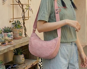 Personalized Nylon Dumpling Bag, Lightweight Japanese Style Crossbody Purse