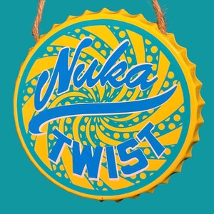 Unofficial/Handmade Fallout Bottle Cap Wall Hanging Metal Sign Nuka Twist MADE-TO-ORDER