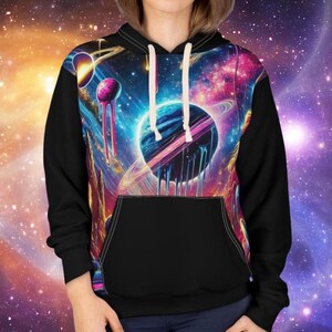 Dripping with Love Galaxy Hoodie - Unisex Pullover, Colorful Space Planet Design, Vibrant Cosmic Streetwear, Psychedelic Universe Sweatshirt