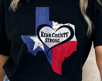 Kerr County Strong Hope Strength Community Texas Strong Hear T-shirt, Texas Hill Country Strong, Be för Texas T-shirt, Tröja, Luvtröja