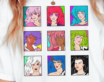 Jem & The Holograms Women's T Shirt, Summer Girl Shirt, 80's Cartoon Neon Color, 80s Women Shirt, Summertime T-Shirt, Sweatshirt, Hoodie