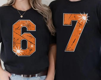 6 7 Tshirts, Funny Halloween Costume For Kids Or Parents Great For Teachers, Six Seven Tiktok Trend Meme Shirt, Group Shirt, couples Costume