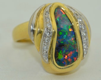 Harlequin opal ring | Etsy