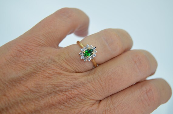 14K Green Tourmaline and Diamond Halo Ring - image 8