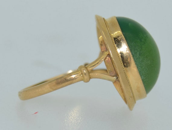 18K Green Turquoise Cabochon Ring - image 7