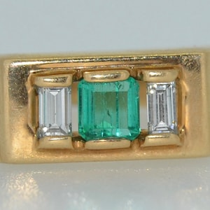 Retro 14K Emerald & Diamond Ring