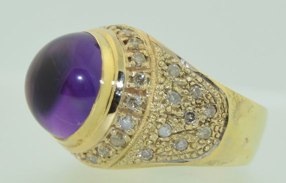 14K Amethyst & Diamond Bullet Dome Ring - image 10