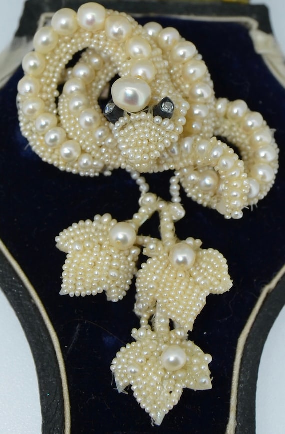 Tiffany & Co. 1850s Fine Woven Seed Pearl 14K and 