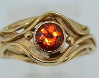 Vintage 14k Spessartite Garnet Art Nouveau Style Ring by River