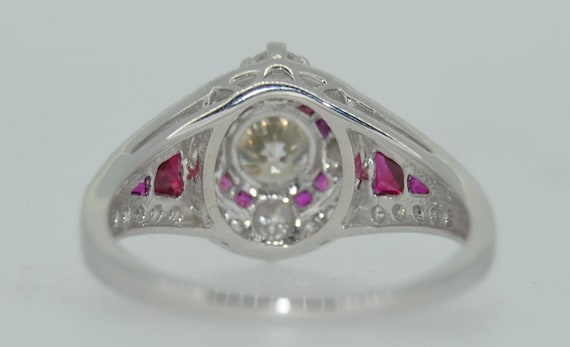 18K Brilliant 1 CT Center Diamond and Ruby Ring - image 2