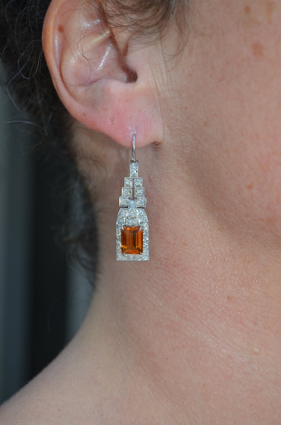 Mesmerizing French Platinum Fine Diamond & Citrine