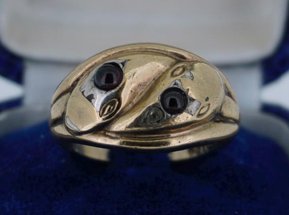 Victorian Double Snake 9K & Silver Ring