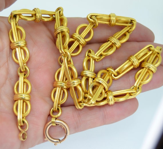 Fabulous Chunky 18K Victorian Chain 19 inches - image 7