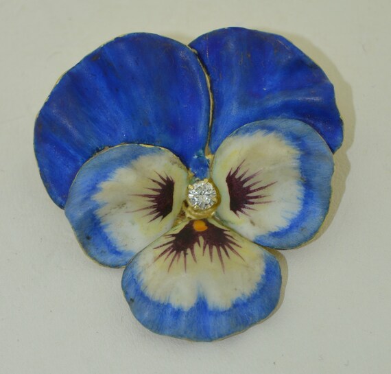 Art Nouveau 18K Fine Satin Enamel & Diamond Pendan