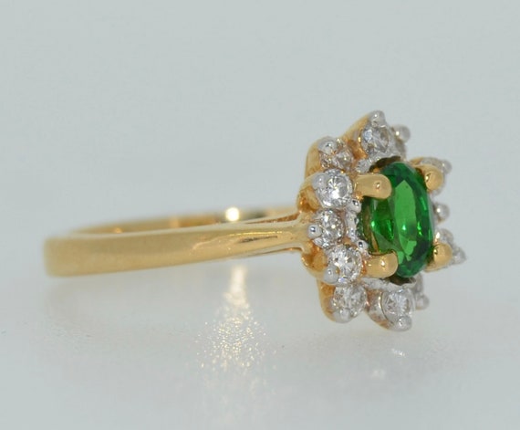 14K Green Tourmaline and Diamond Halo Ring - image 6