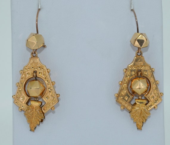 14K Victorian Etruscan Revival Earrings - image 3