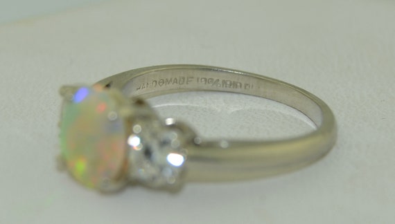 Platinum Fine Diamond and Opal Ring - image 10