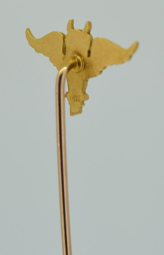 Fabulous Art Nouveau 14K Owl Stick Pin - image 7