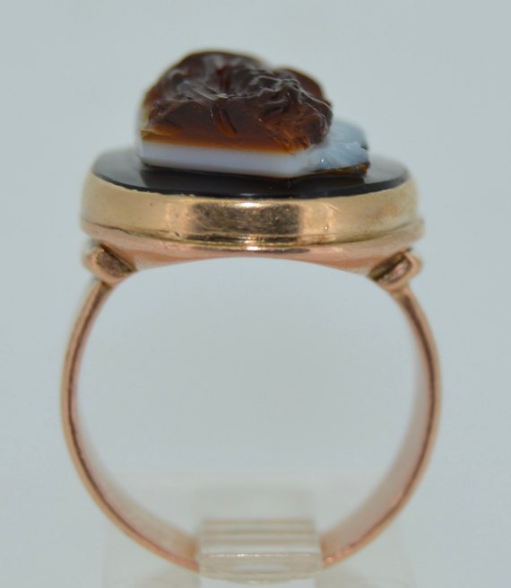 Victorian 14K Double Sardonyx Agate Cameo Ring - image 7