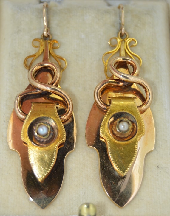 Victorian 18k Buckle Earrings - image 1