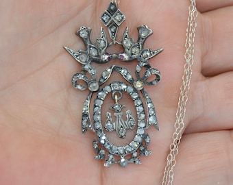 Georgian Rose Cut Diamond St. Esprit Dove Pendant