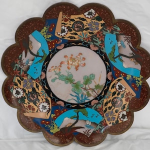 Antike japanische Meiji Cloisonne 24 cm Platzteller