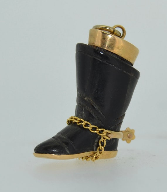 Victorian 14K Vulcanite Cowboy Boot Pendant