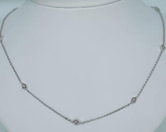 14K White Gold Diamond Station Chain by Gabriel & Co.