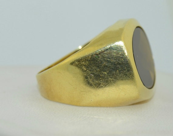 Chunky Retro 14K Smokey Quartz Ring - image 6