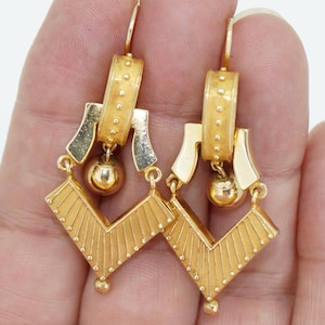 Victorian Etruscan Revival 14K Earrings