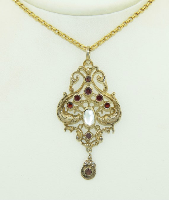 Victorian Austro-Hungarian Silver Garnet and Pearl