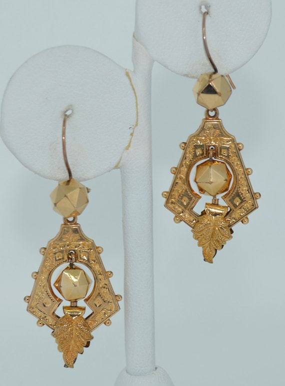 14K Victorian Etruscan Revival Earrings - image 5