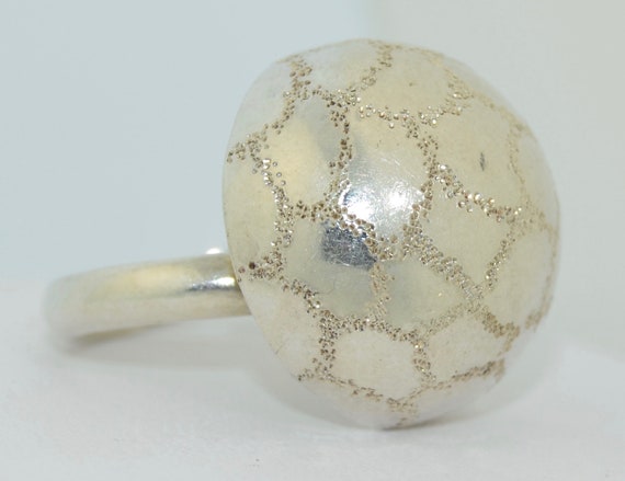 Vintage Sterling Silver Dome Ring - image 2