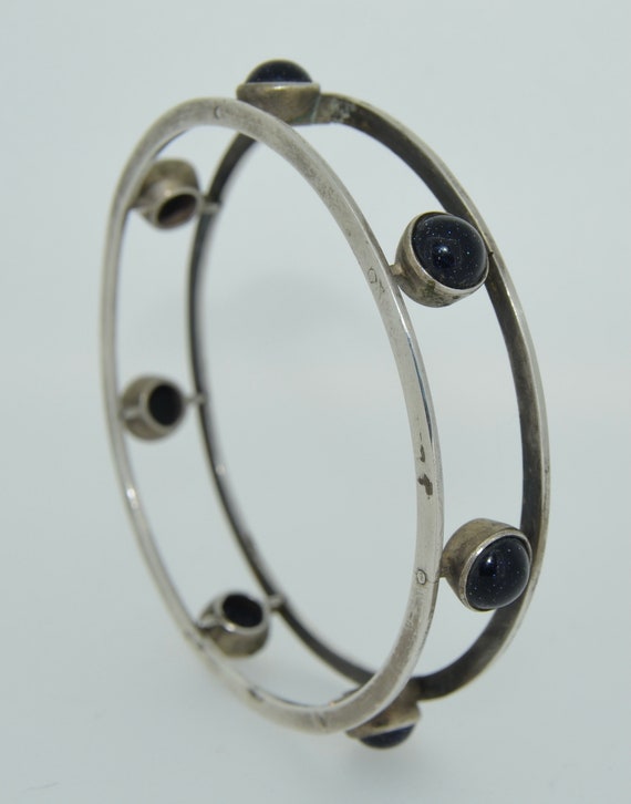 Sterling Silver Arts and Crafts Bangle Bracelet - image 2
