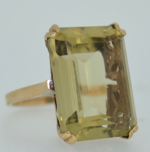 Retro 14K Citrine Cocktail Ring