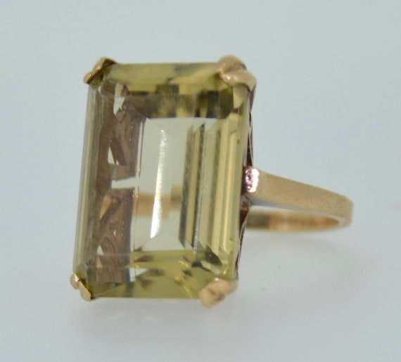 Retro 14K Citrine Cocktail Ring - image 5